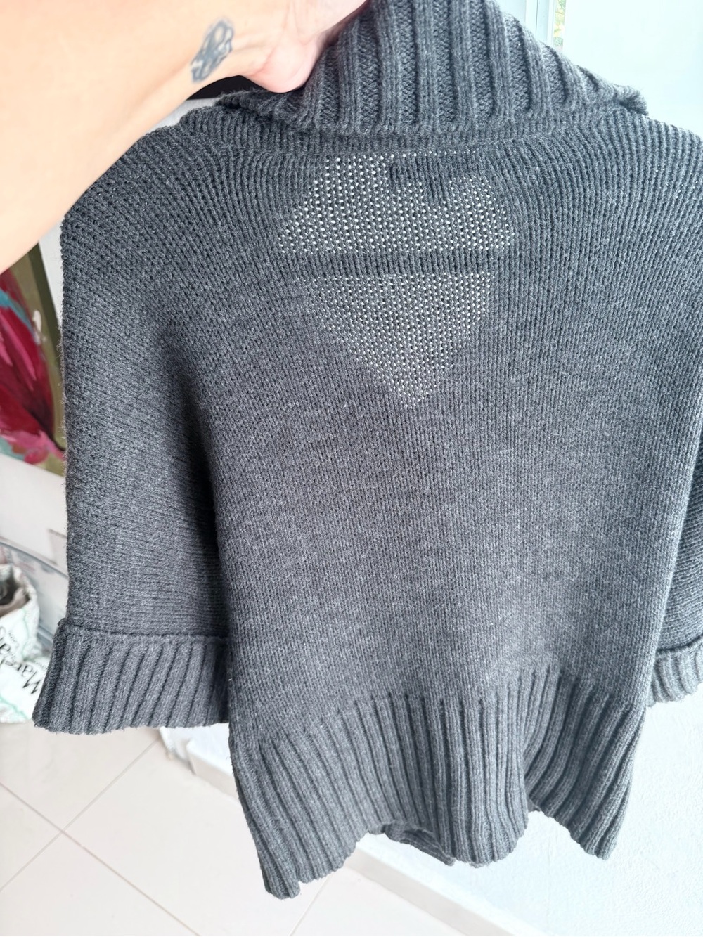 Express Charcoal Gray Wool Blend Shawl-Collar Button Cardigan - Picture 11 of 11